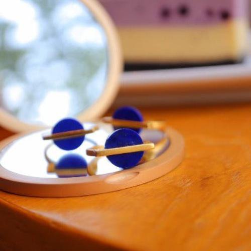 Minimalist lapis lazuli round gemstone ring - adjustable