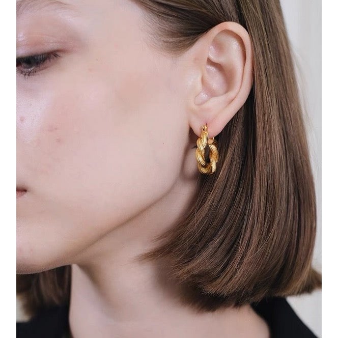 Vintage stijl gevlochten hoepel oorbellen