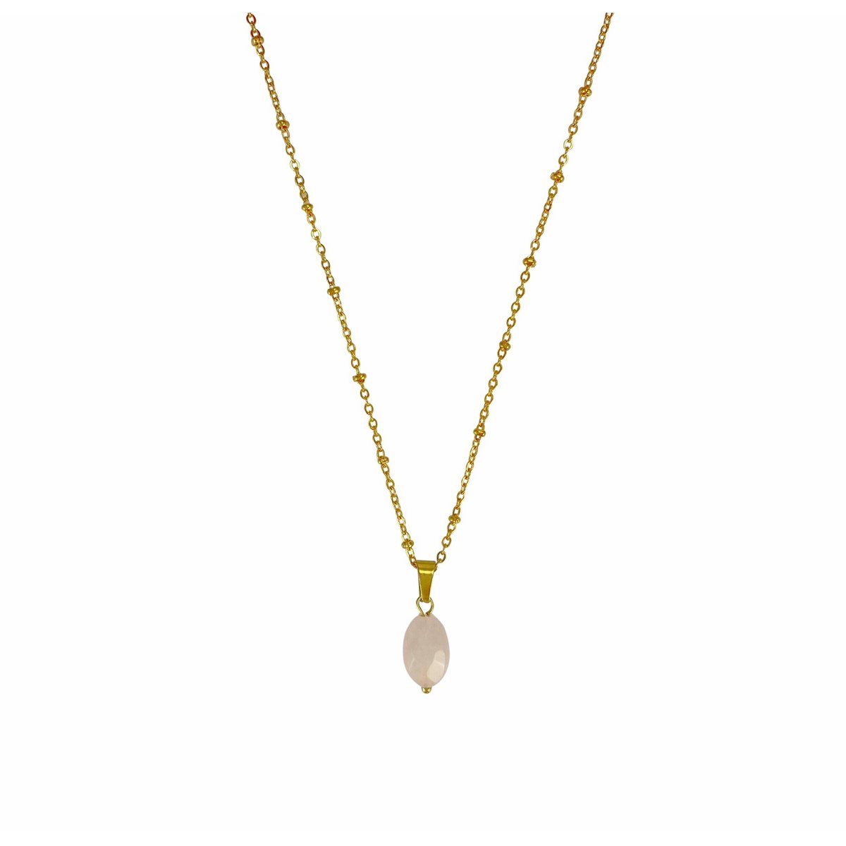 Ketting Rozenkwarts Facet - Goud