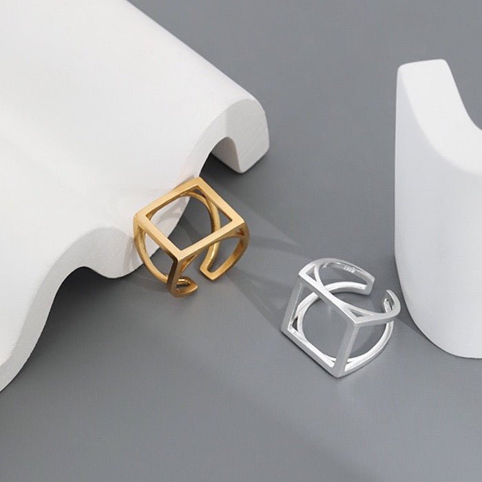 Sterling silver and gold vermeil square ring with a striking look