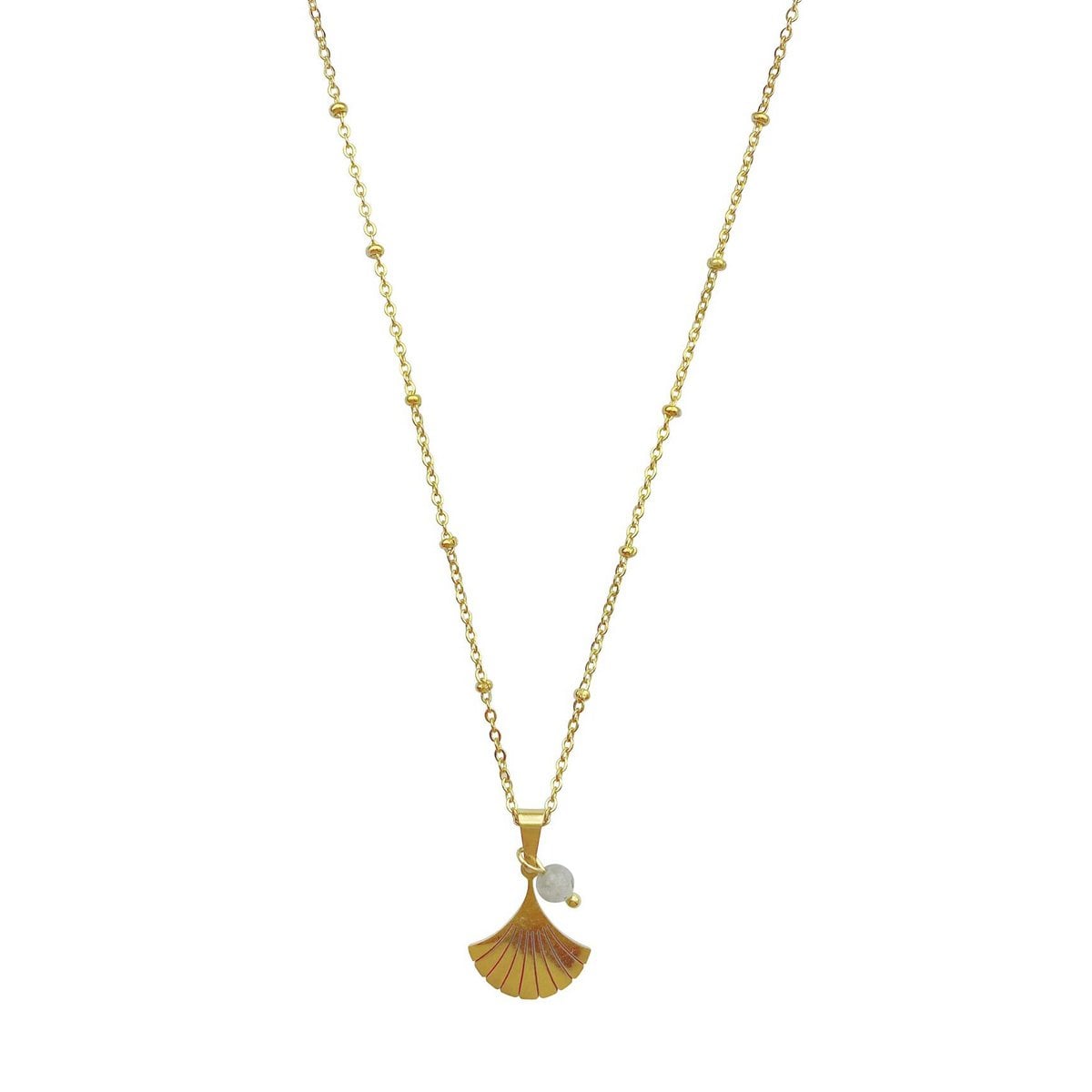 Ketting Gingko & Labradoriet - Goud