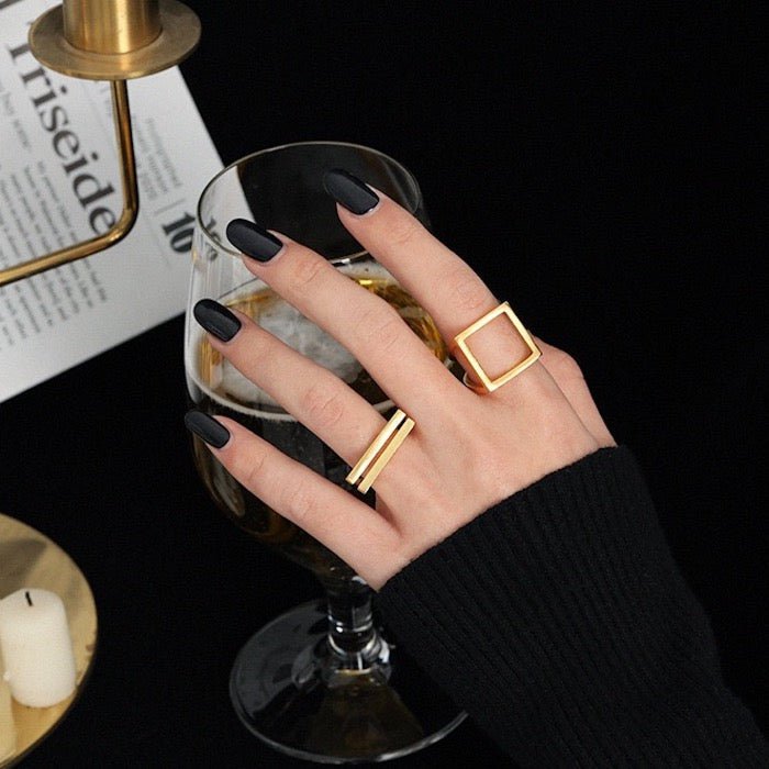 Sterling silver and gold vermeil square ring with a striking look