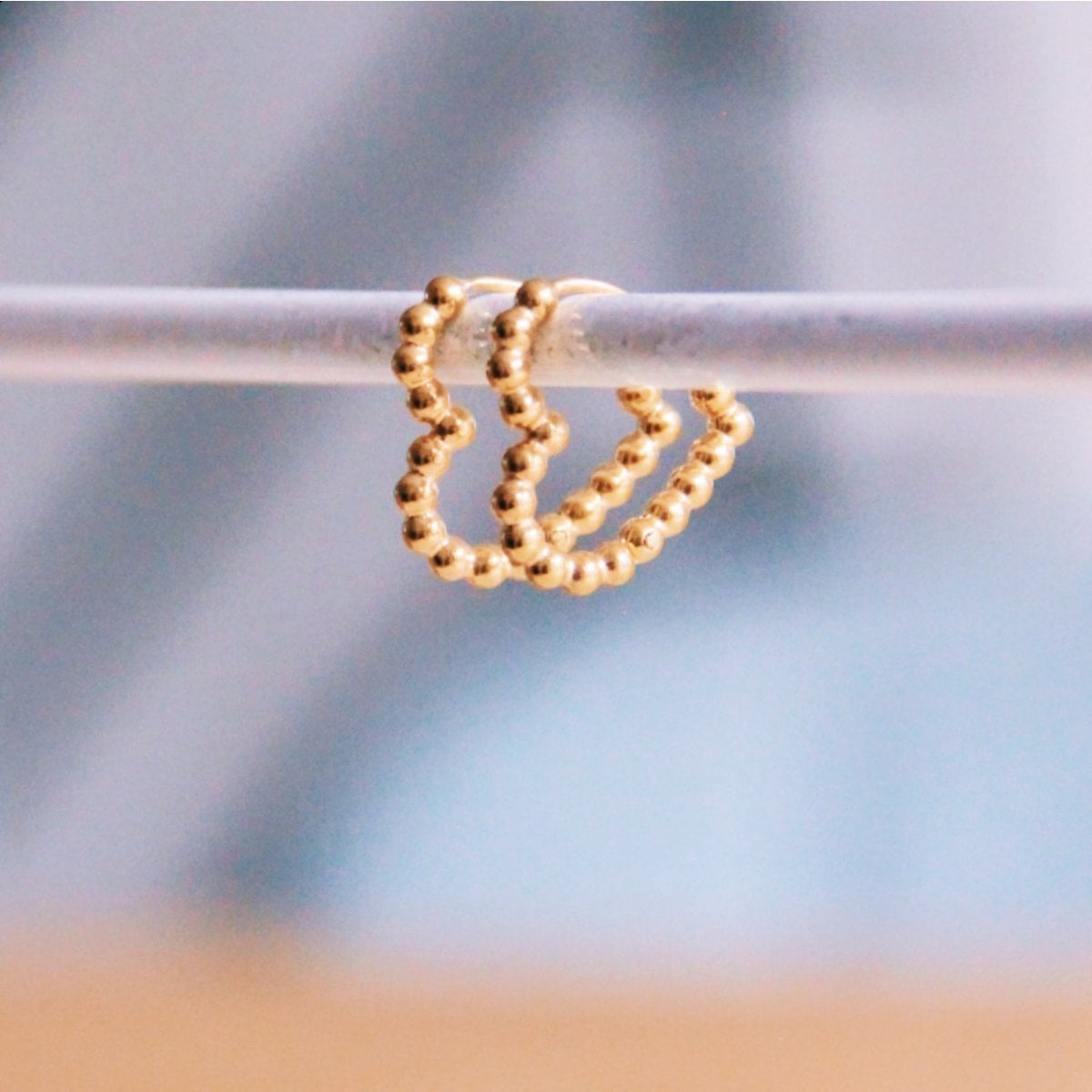 Stainless steel heart ring 16mm "balls" - gold