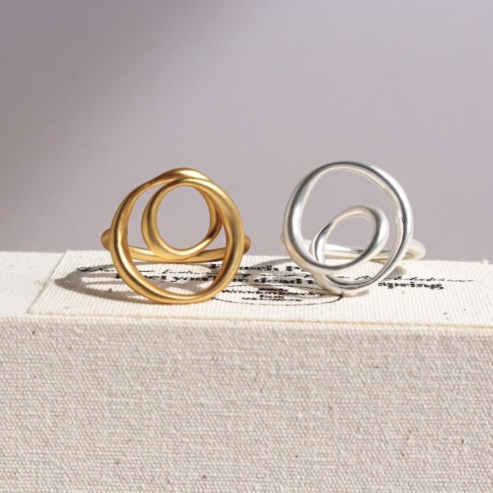 Minimalist Swirl Line Ring - Gold and Silver