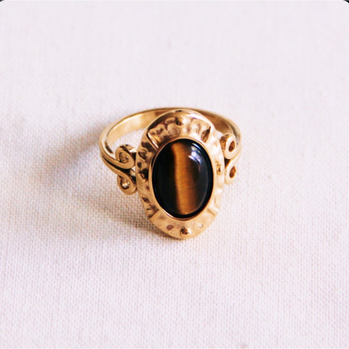 Statement ring met ovale steen - bruin