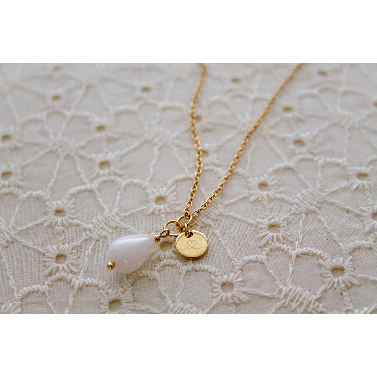 Ketting Jade & Love Bedel - Goud