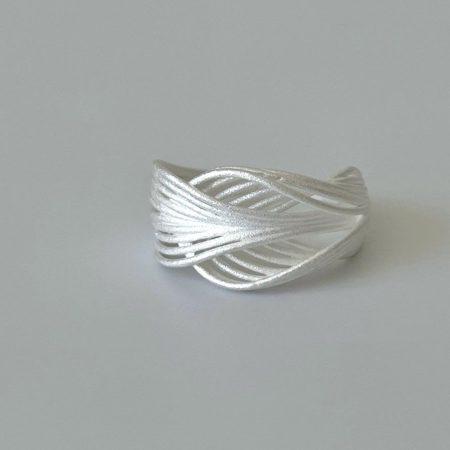 Sterling silver knotted net rings