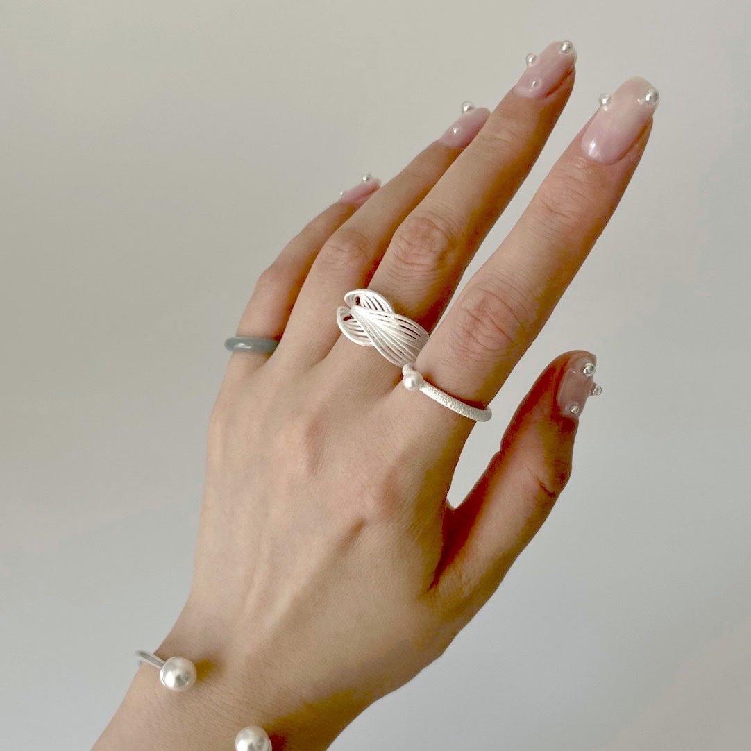 Sterling silver knotted net rings