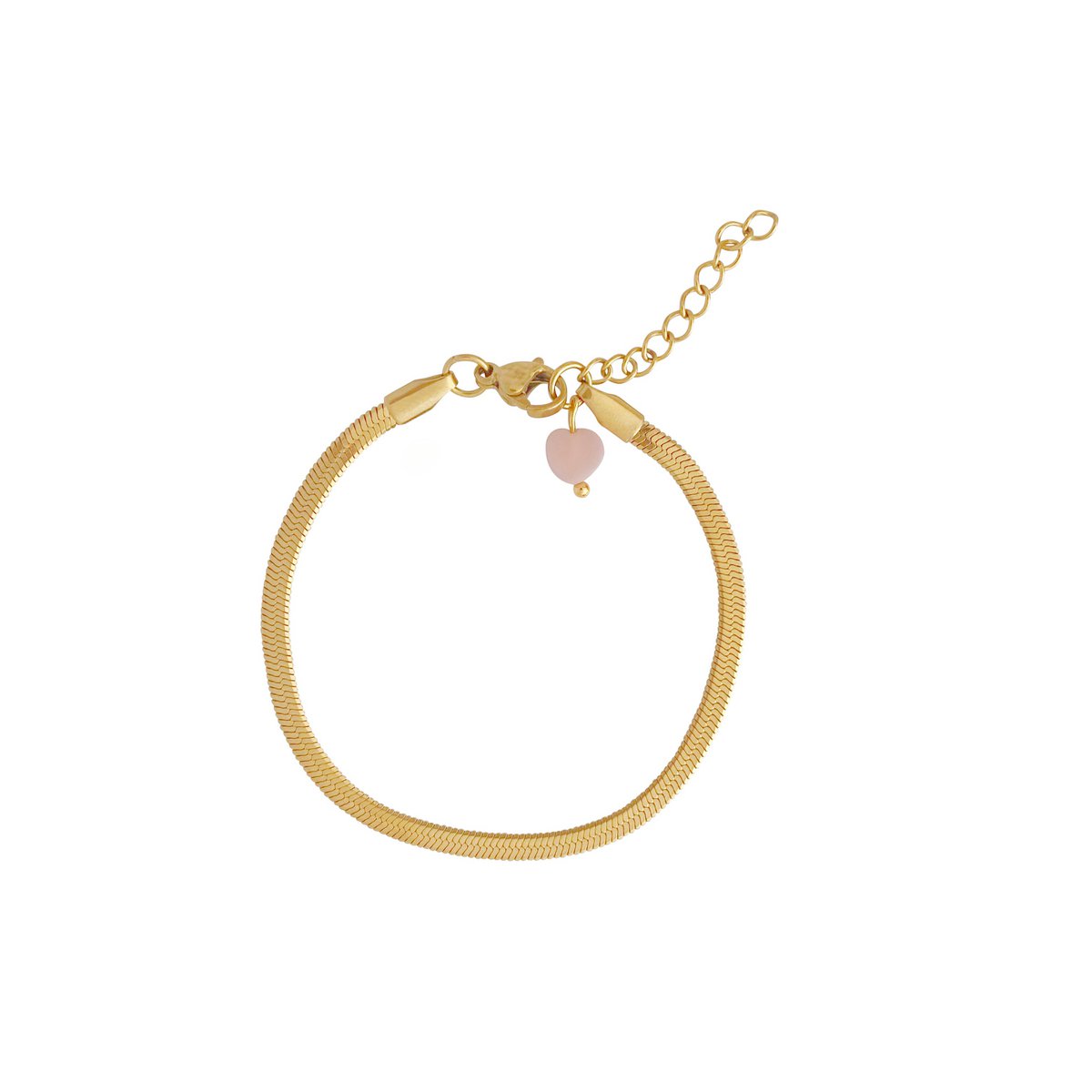 Snake Chain Armbandje & Roze Opaal - Goud