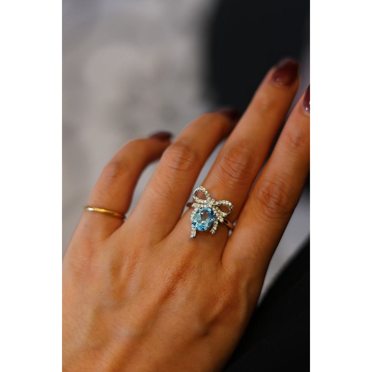 Princess Style Blue Topaz Rings - Adjustable