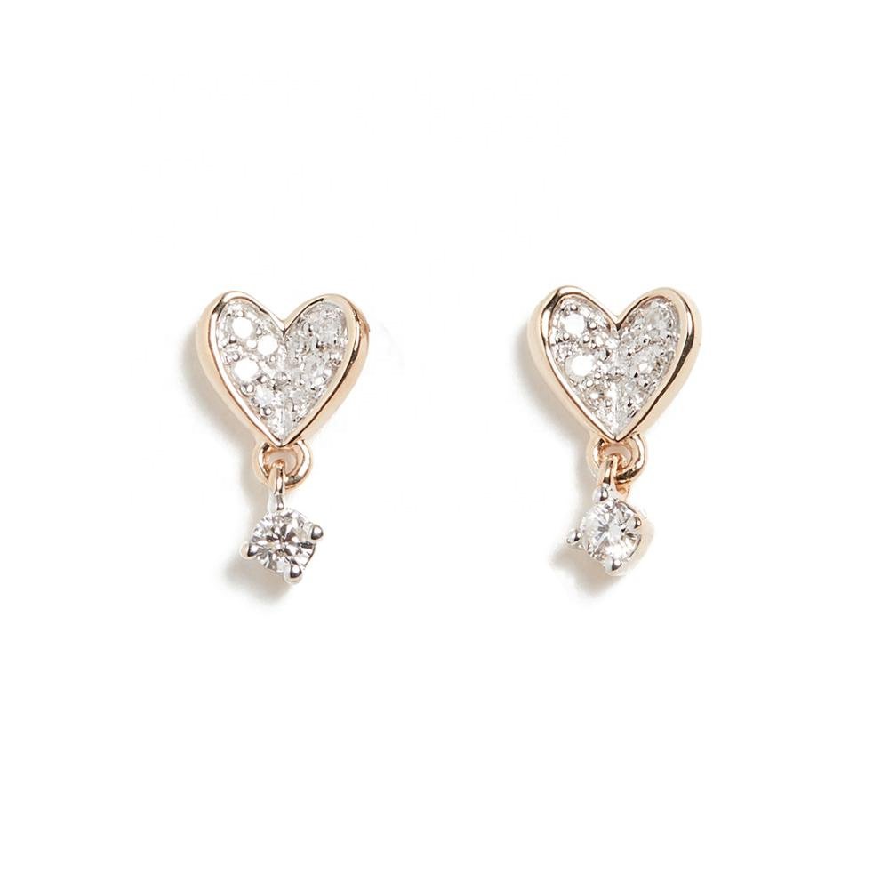 Dangling heart stud